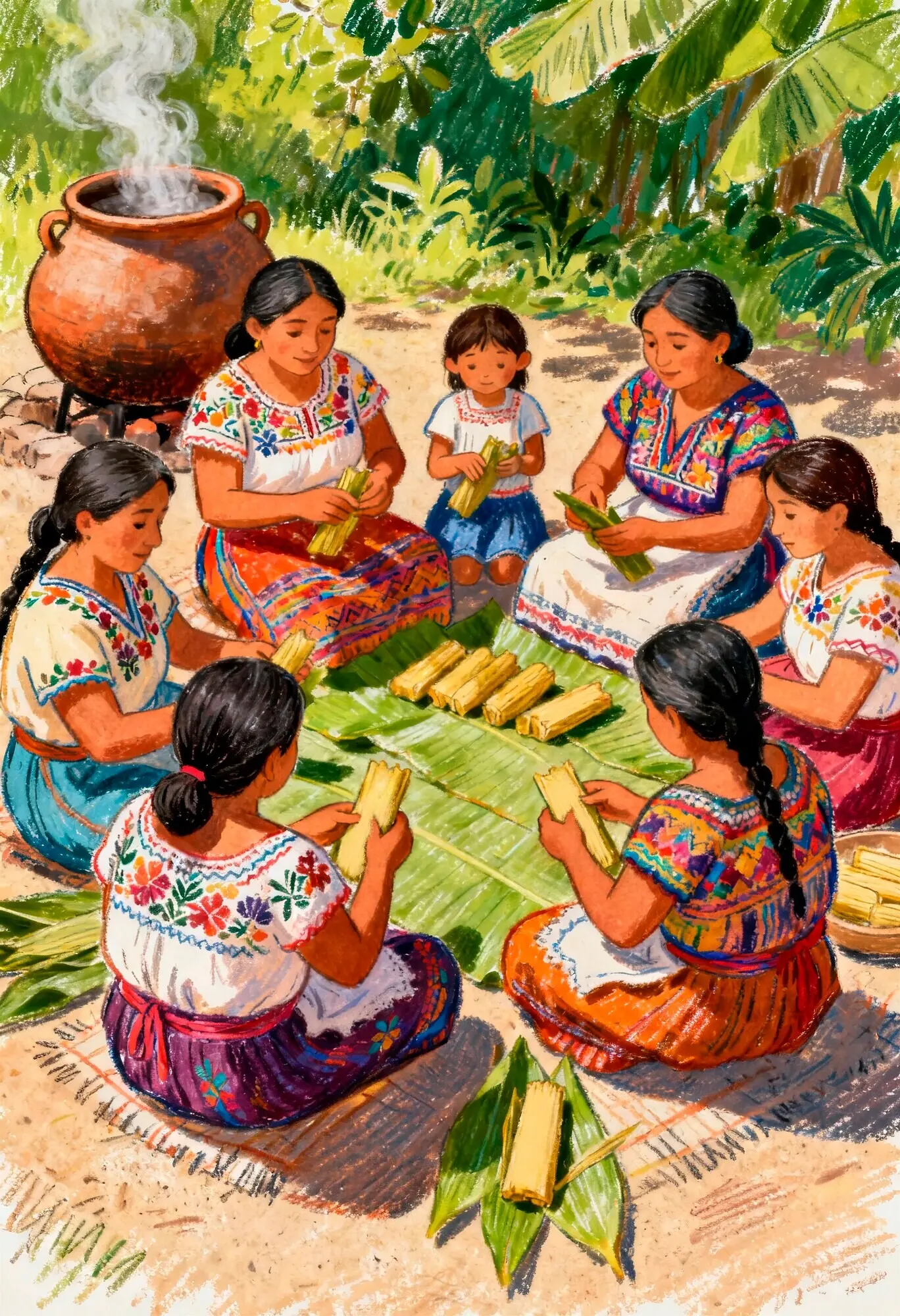 Traditionelle Speisenzubereitung durch eine indigene Familie